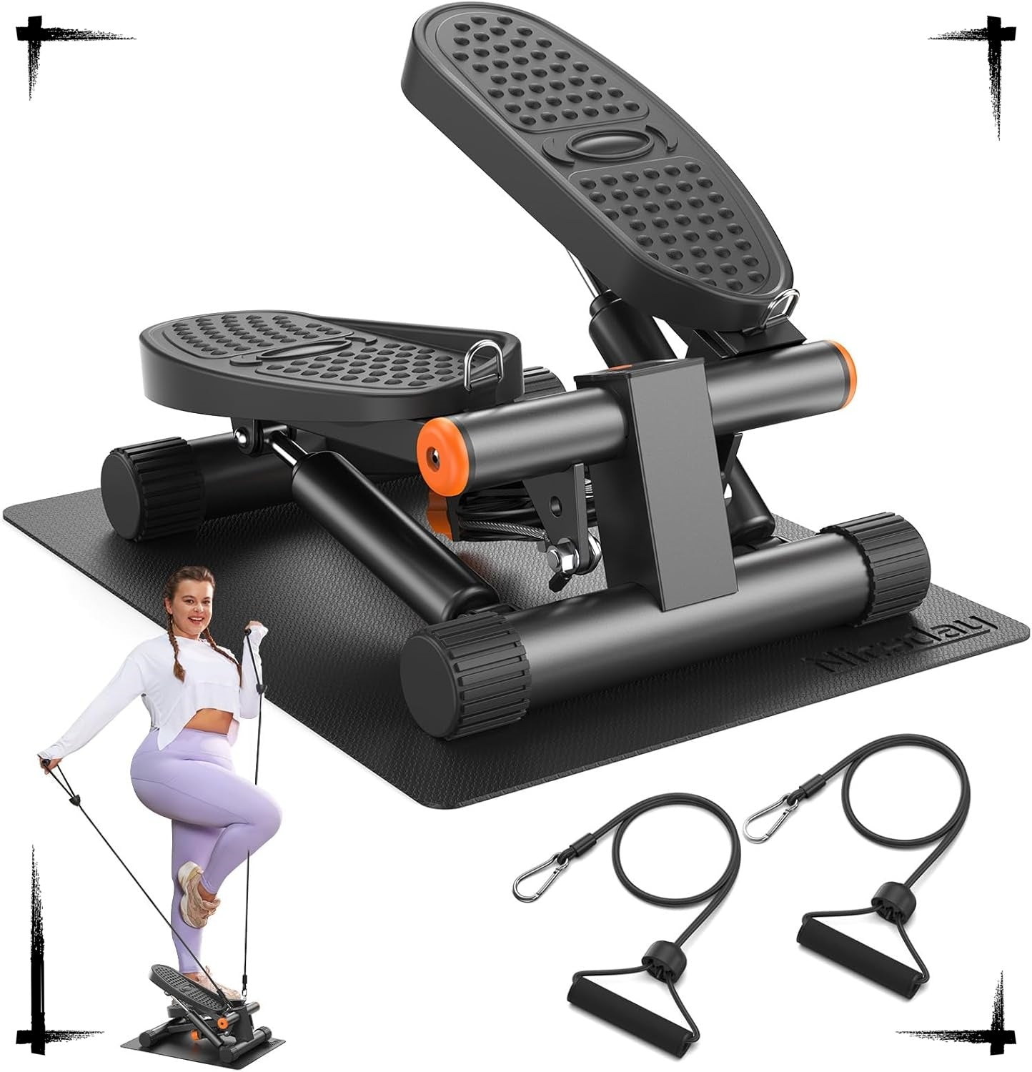 Niceday Mini Stair Stepper – Home Exercise Equipment with Resistance Bands, 300LBS Capacity & LCD Monitor 💪