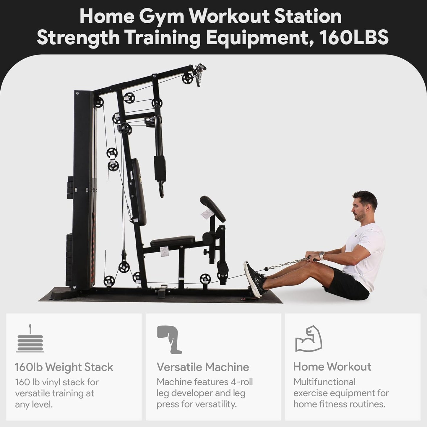 Multifunctional Home Gym Workout Station by BalanceFrom – 160LBS Weight, Comes with Floor Mat 💪
