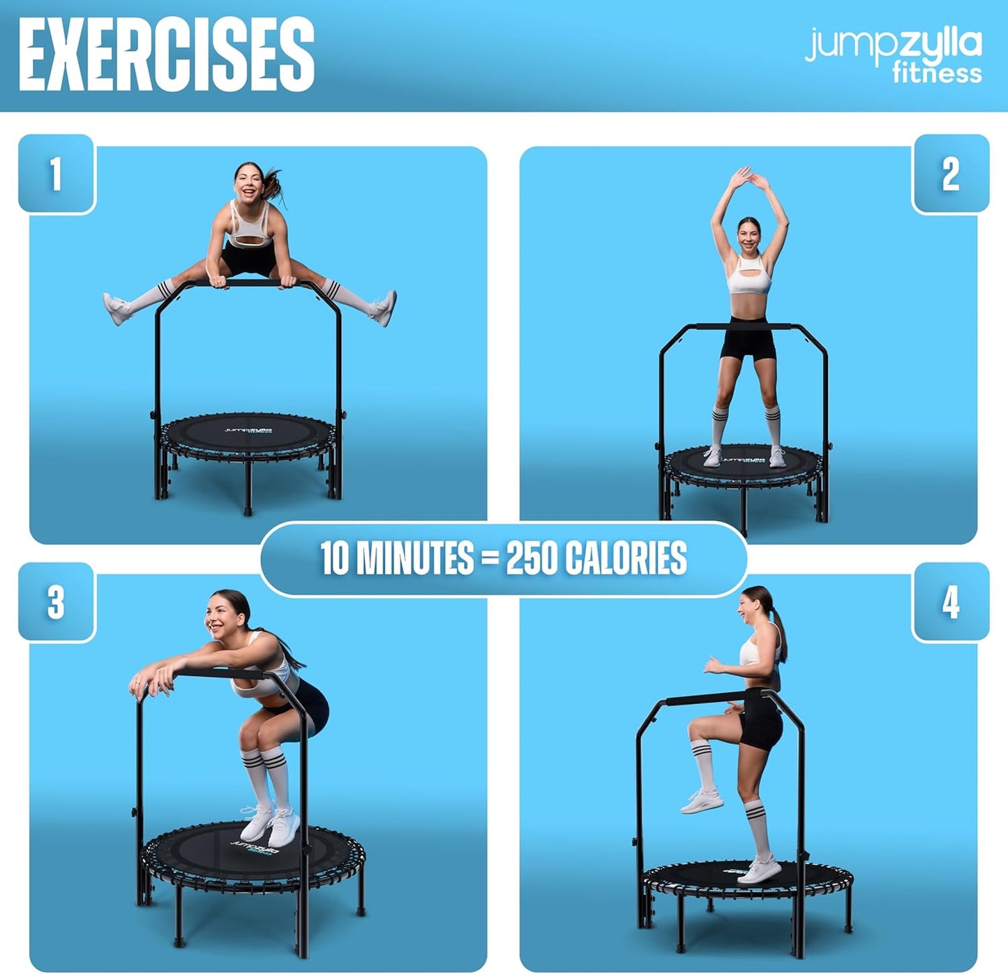 40"/48" Foldable Mini Rebounder – Adult Fitness Trampoline with Bar, Quiet, Durable & 550LBS Load for Home Workouts 🏠