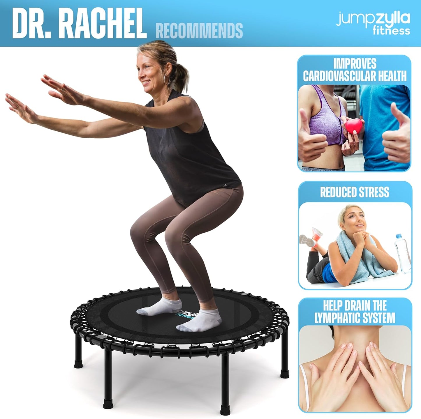 40"/48" Foldable Mini Rebounder – Adult Fitness Trampoline with Bar, Quiet, Durable & 550LBS Load for Home Workouts 🏠