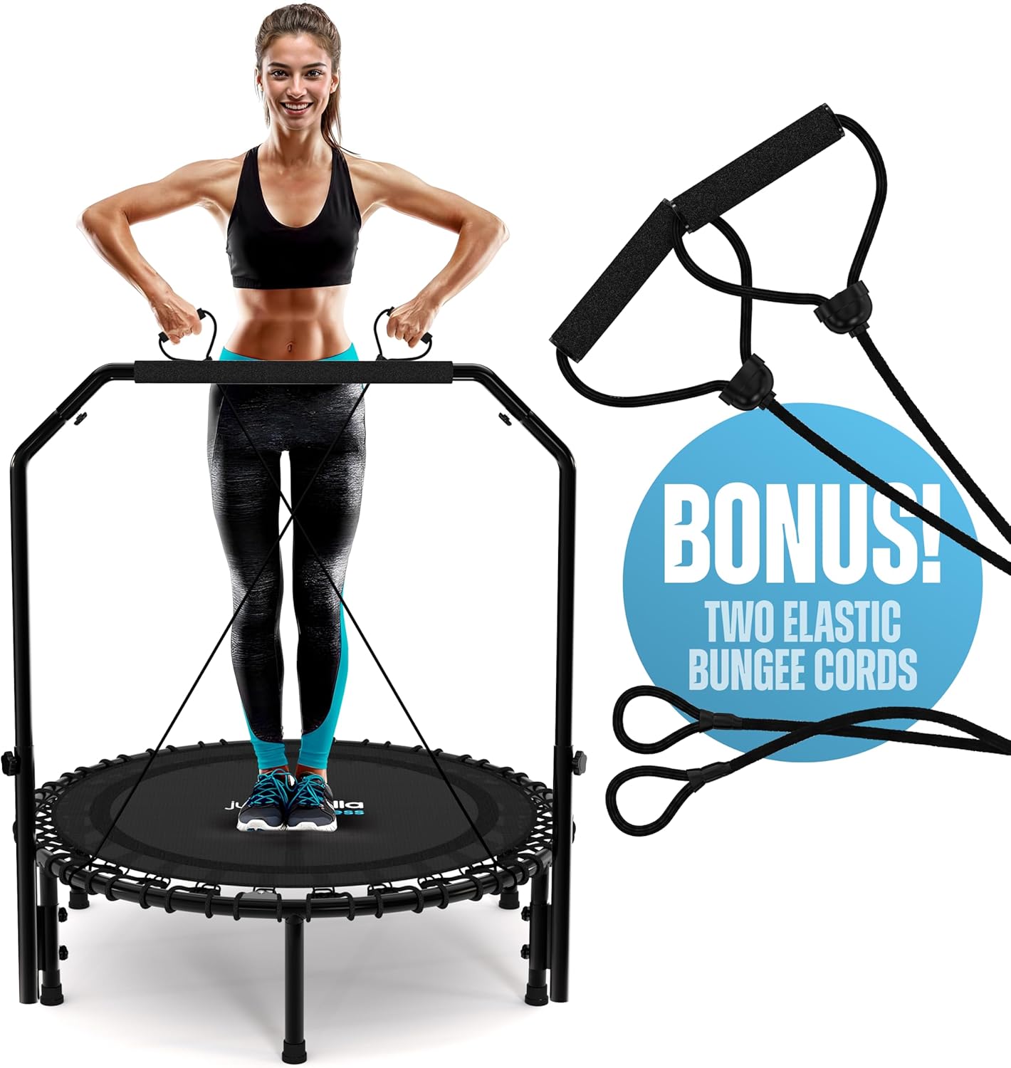 40"/48" Foldable Mini Rebounder – Adult Fitness Trampoline with Bar, Quiet, Durable & 550LBS Load for Home Workouts 🏠