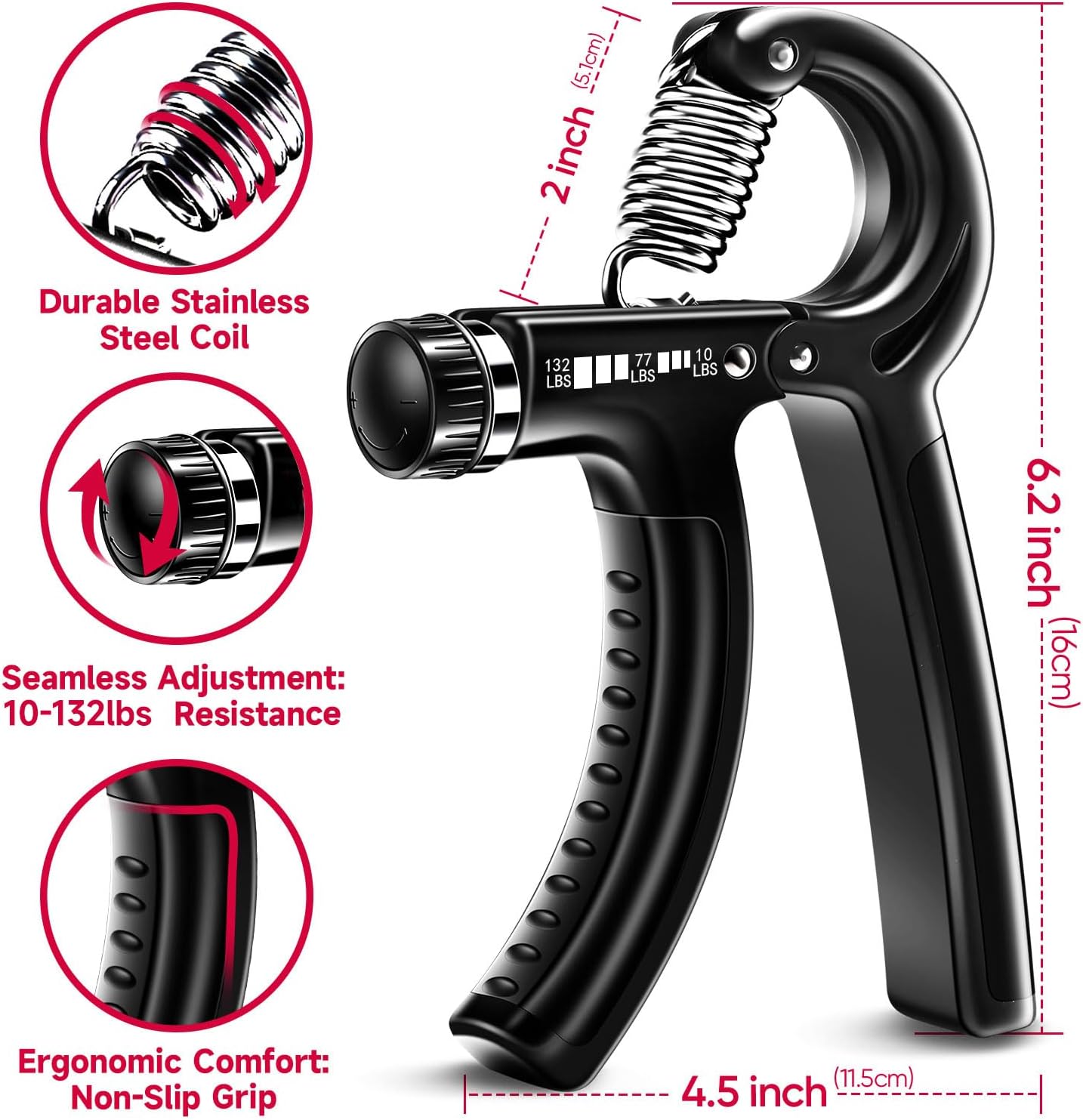 Grip & Forearm Strengthener Kit – 5-Pack with Adjustable Resistance, Hand Grips for Strength Training 💪