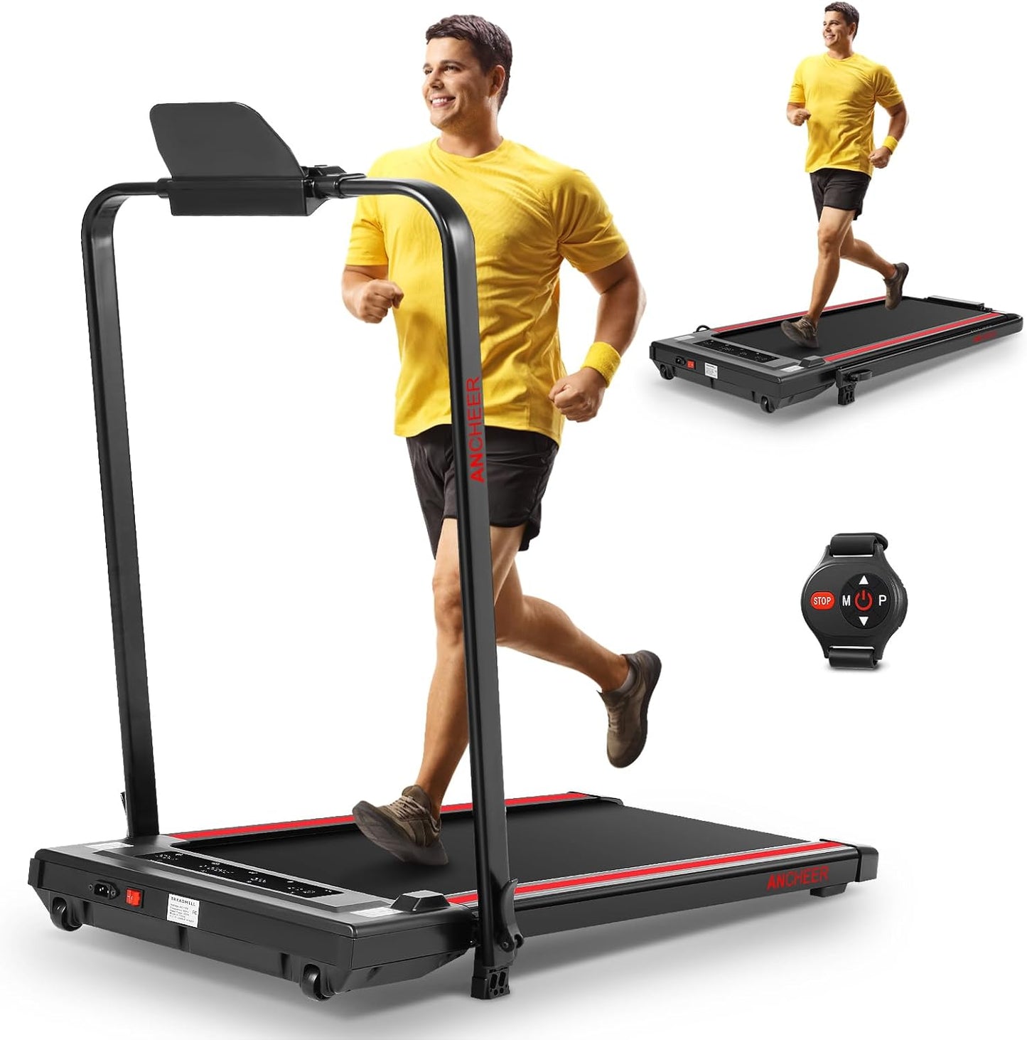Treadmill with Incline – 2s Folding, 300lb Capacity, Under Desk Walking Pad, Compact Electric Treadmill with LED Touch Screen & Remote 🏃