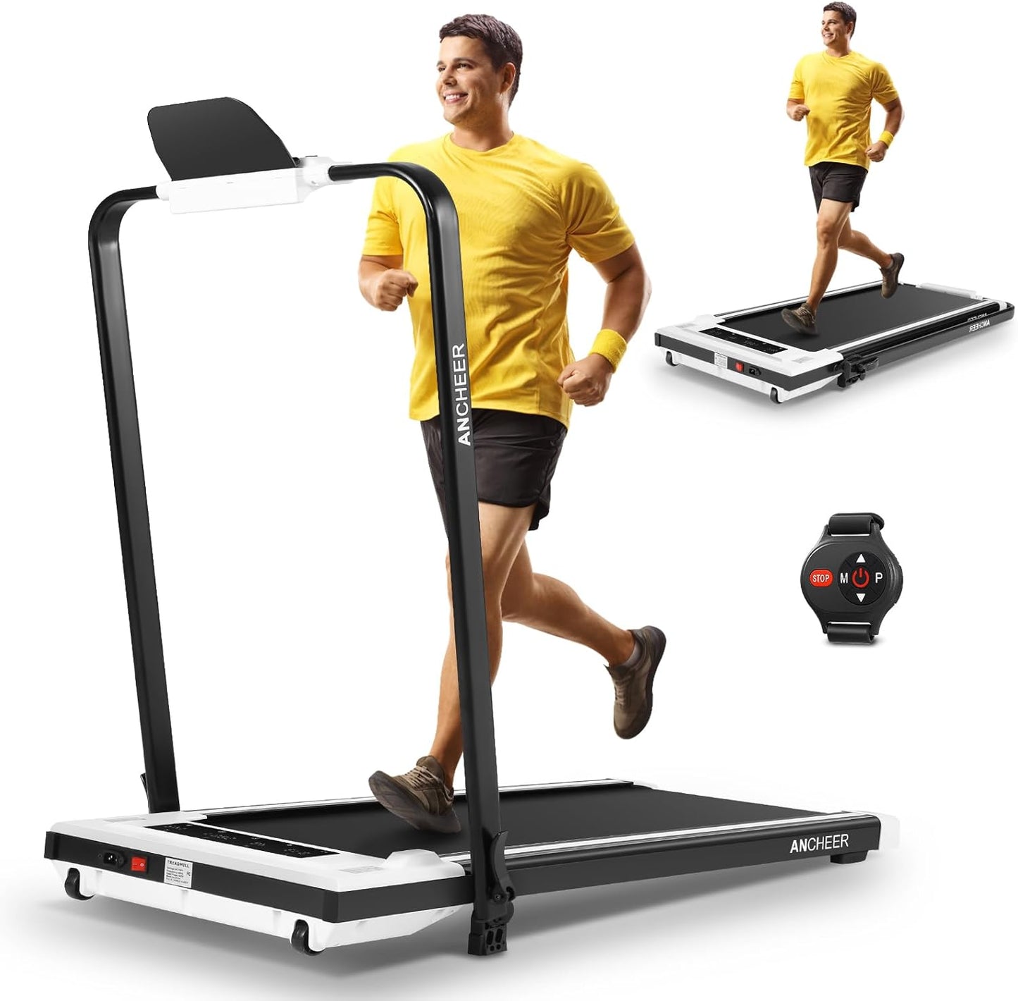 Treadmill with Incline – 2s Folding, 300lb Capacity, Under Desk Walking Pad, Compact Electric Treadmill with LED Touch Screen & Remote 🏃