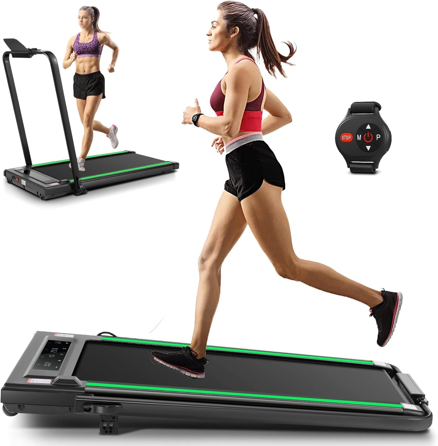 Treadmill with Incline – 2s Folding, 300lb Capacity, Under Desk Walking Pad, Compact Electric Treadmill with LED Touch Screen & Remote 🏃