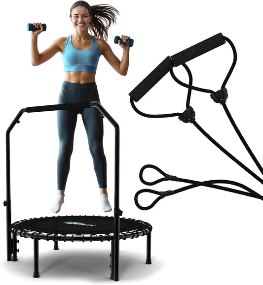 40"/48" Foldable Mini Rebounder – Adult Fitness Trampoline with Bar, Quiet, Durable & 550LBS Load for Home Workouts 🏠