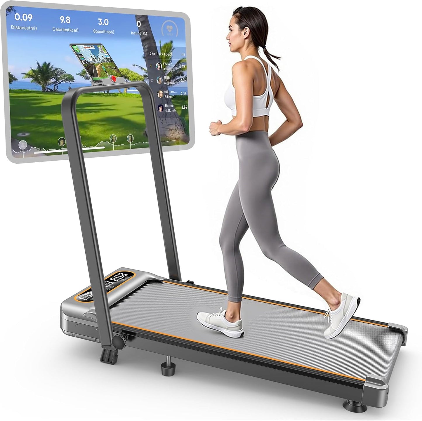 Foldable Treadmill with 8% Incline – 3.5HP Low-Noise Walking Pad, 4-in-1 Portable Under Desk Treadmill with Handlebar, 330LBS Capacity, APP & Remote Control 🏃