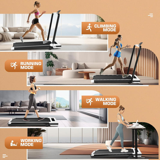 Treadmill with Incline – 2s Folding, 300lb Capacity, Under Desk Walking Pad, Compact Electric Treadmill with LED Touch Screen & Remote 🏃