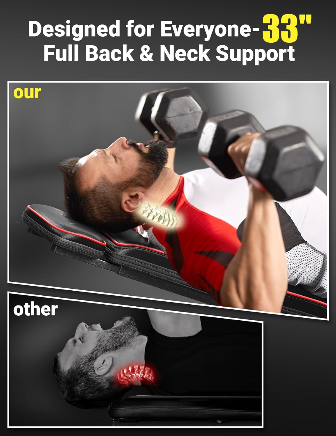 Adjustable Weight Bench – 660LB Capacity, Foldable with Extended Head/Neck Protection & Spine Support, Incline/Decline/Flat for Bench Press, Fast Folding 🏋️