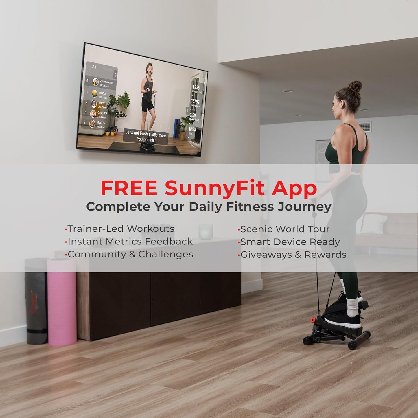 Mini Stepper for Home Exercise – Stair Step Machine with Resistance Bands, 300+lb Weight Capacity, Optional Twist Motion & Free Fitness App Connection 🪑💪
