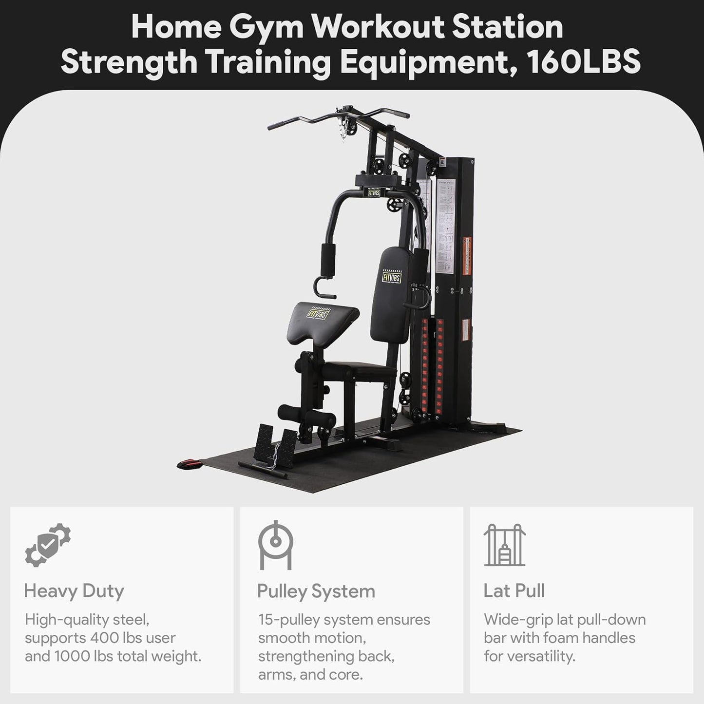 Multifunctional Home Gym Workout Station by BalanceFrom – 160LBS Weight, Comes with Floor Mat 💪