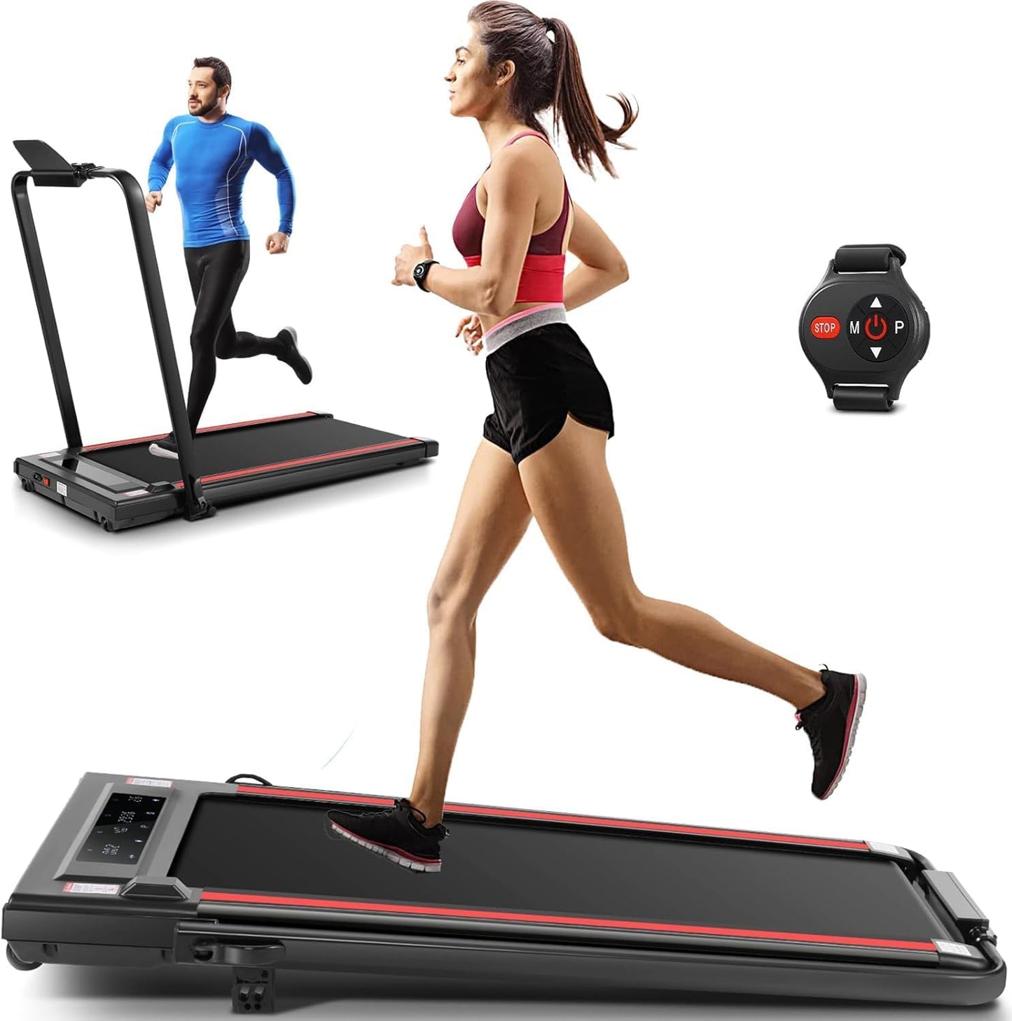 Treadmill with Incline – 2s Folding, 300lb Capacity, Under Desk Walking Pad, Compact Electric Treadmill with LED Touch Screen & Remote 🏃