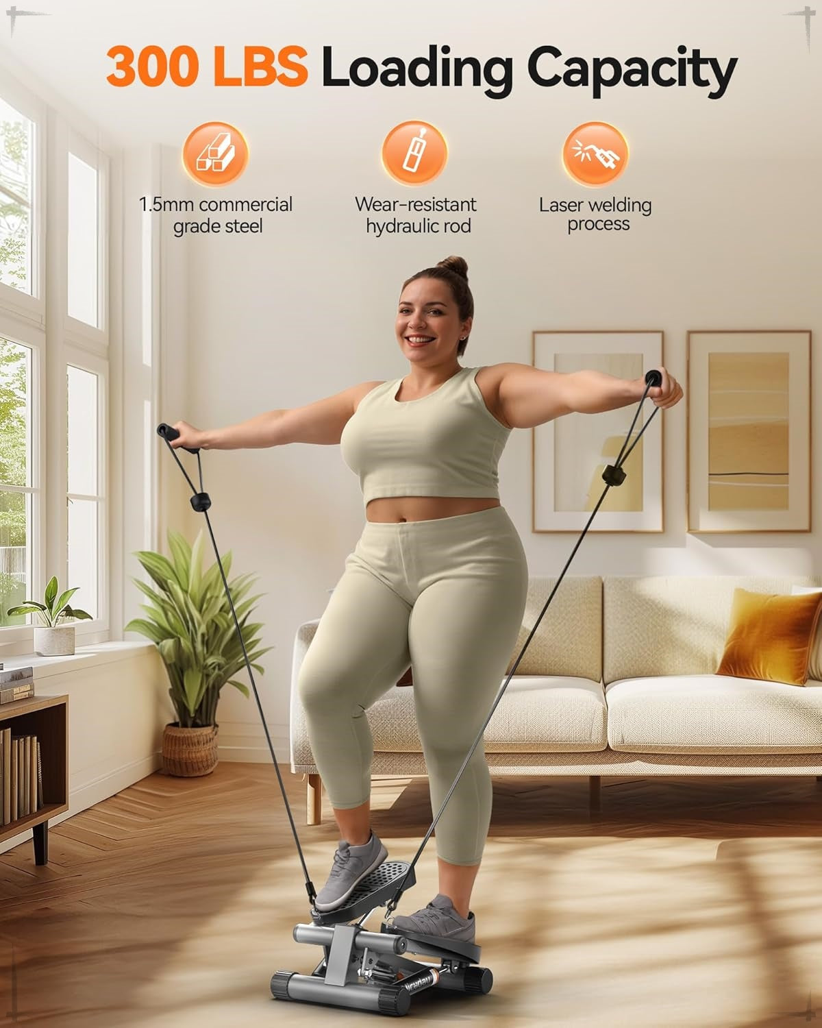 Niceday Mini Stair Stepper – Home Exercise Equipment with Resistance Bands, 300LBS Capacity & LCD Monitor 💪