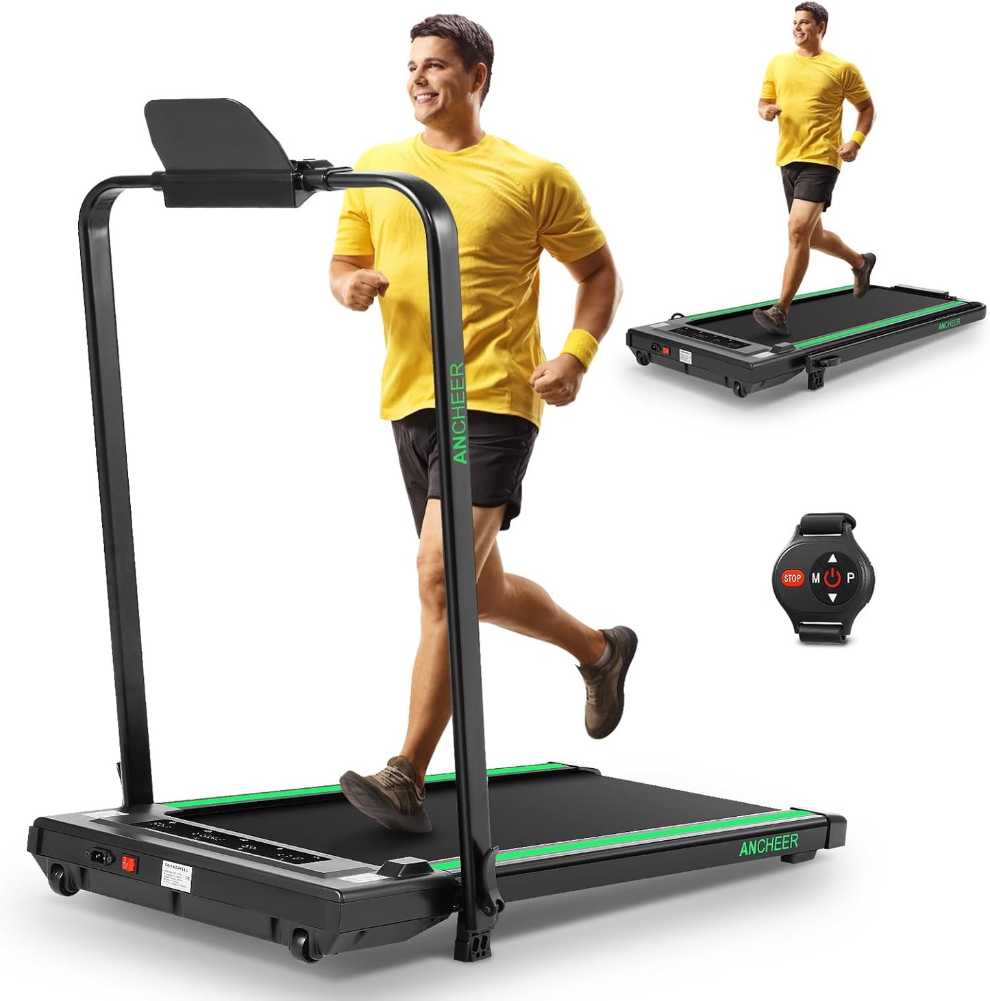 Treadmill with Incline – 2s Folding, 300lb Capacity, Under Desk Walking Pad, Compact Electric Treadmill with LED Touch Screen & Remote 🏃
