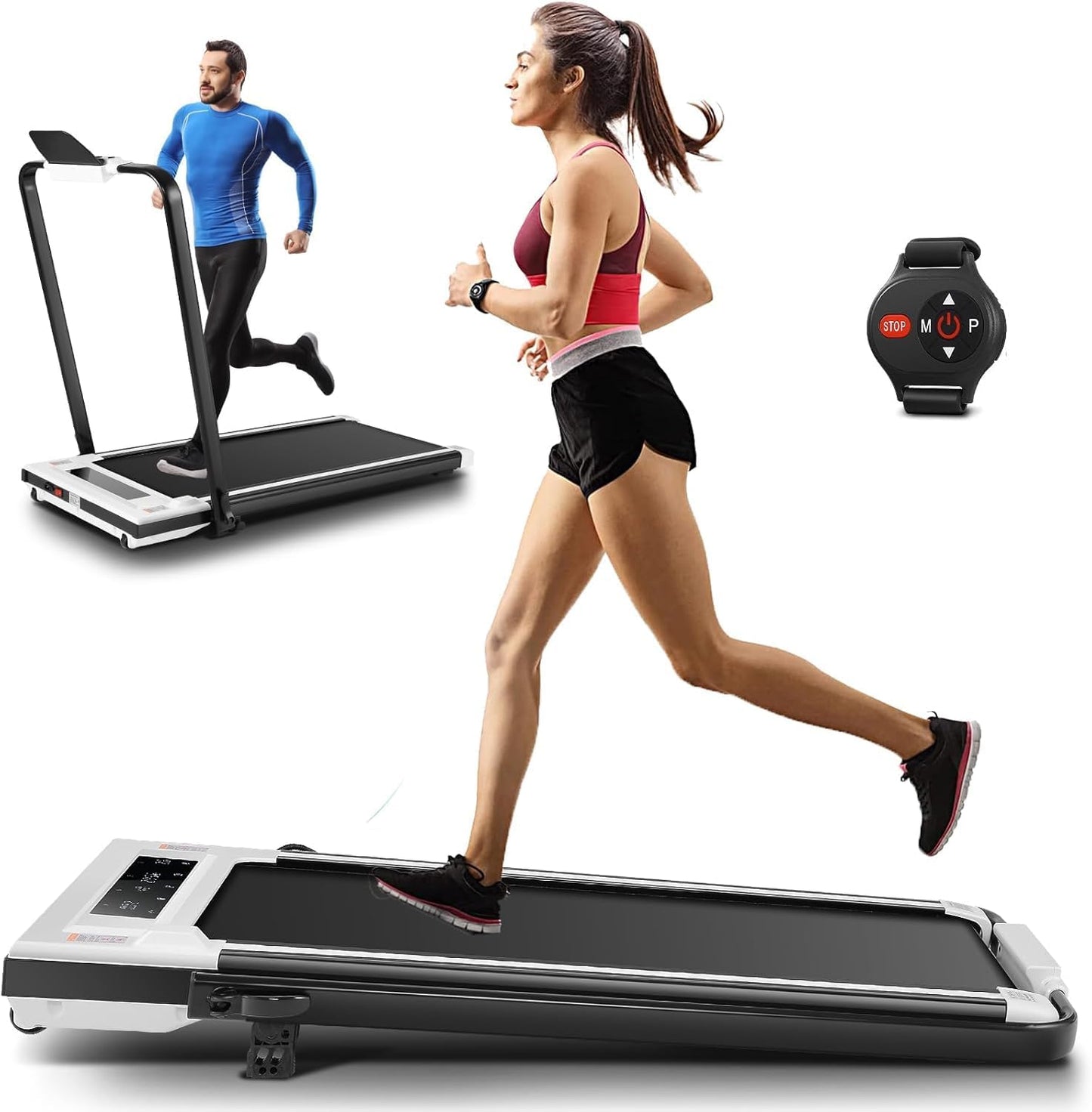 Treadmill with Incline – 2s Folding, 300lb Capacity, Under Desk Walking Pad, Compact Electric Treadmill with LED Touch Screen & Remote 🏃