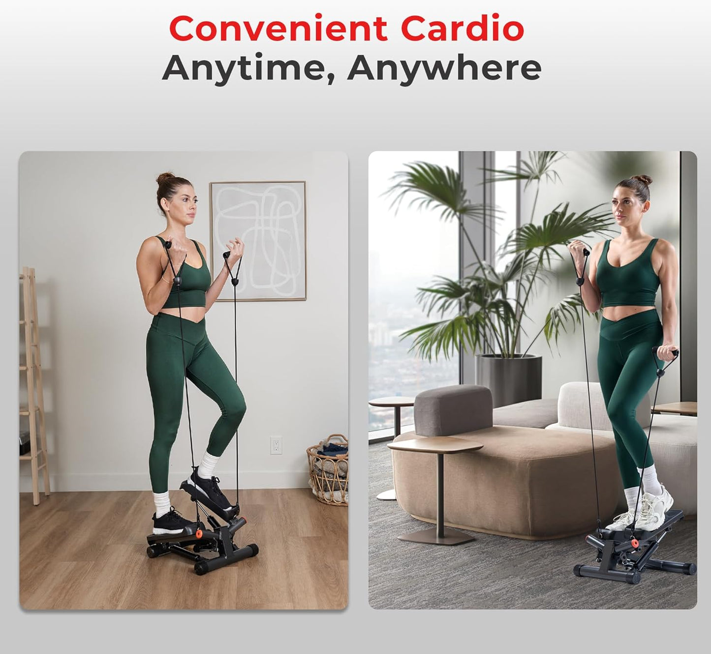 Mini Stepper for Home Exercise – Stair Step Machine with Resistance Bands, 300+lb Weight Capacity, Optional Twist Motion & Free Fitness App Connection 🪑💪
