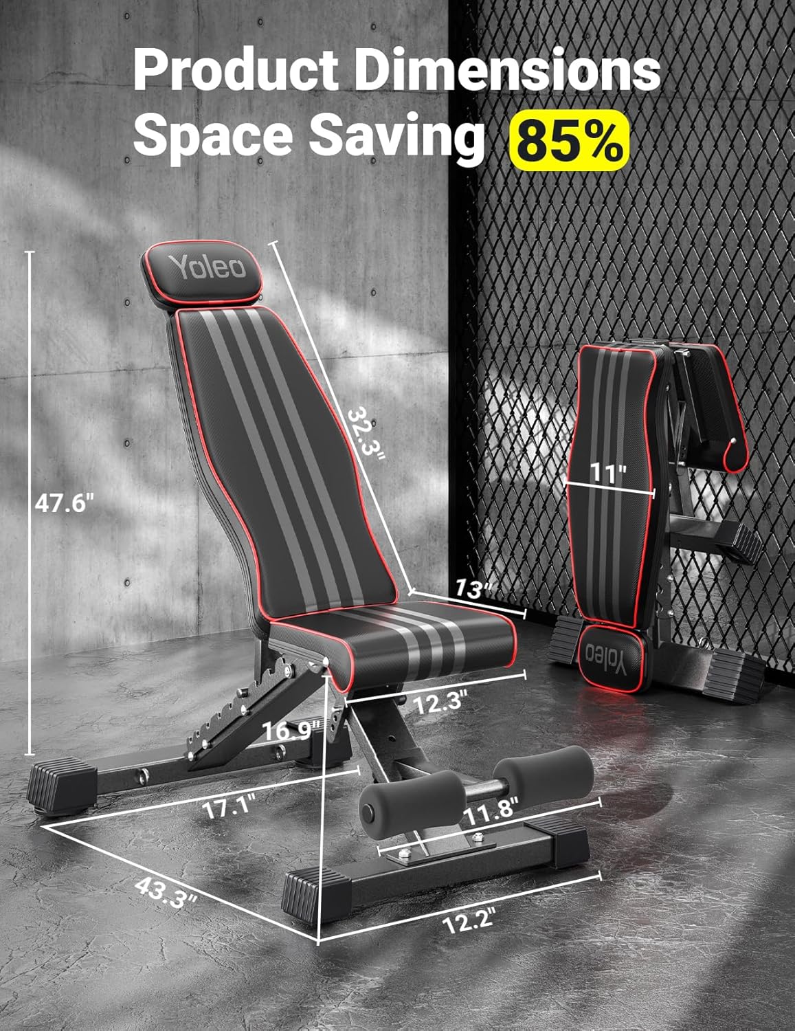 Adjustable Weight Bench – 660LB Capacity, Foldable with Extended Head/Neck Protection & Spine Support, Incline/Decline/Flat for Bench Press, Fast Folding 🏋️