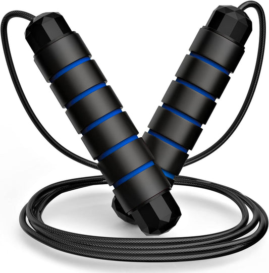 Rapid Speed Jumping Rope – Tangle-Free Steel Cable with Ball Bearings, Adjustable, Foam Handles for All Ages | Home Exercise & Fitness 🏋️