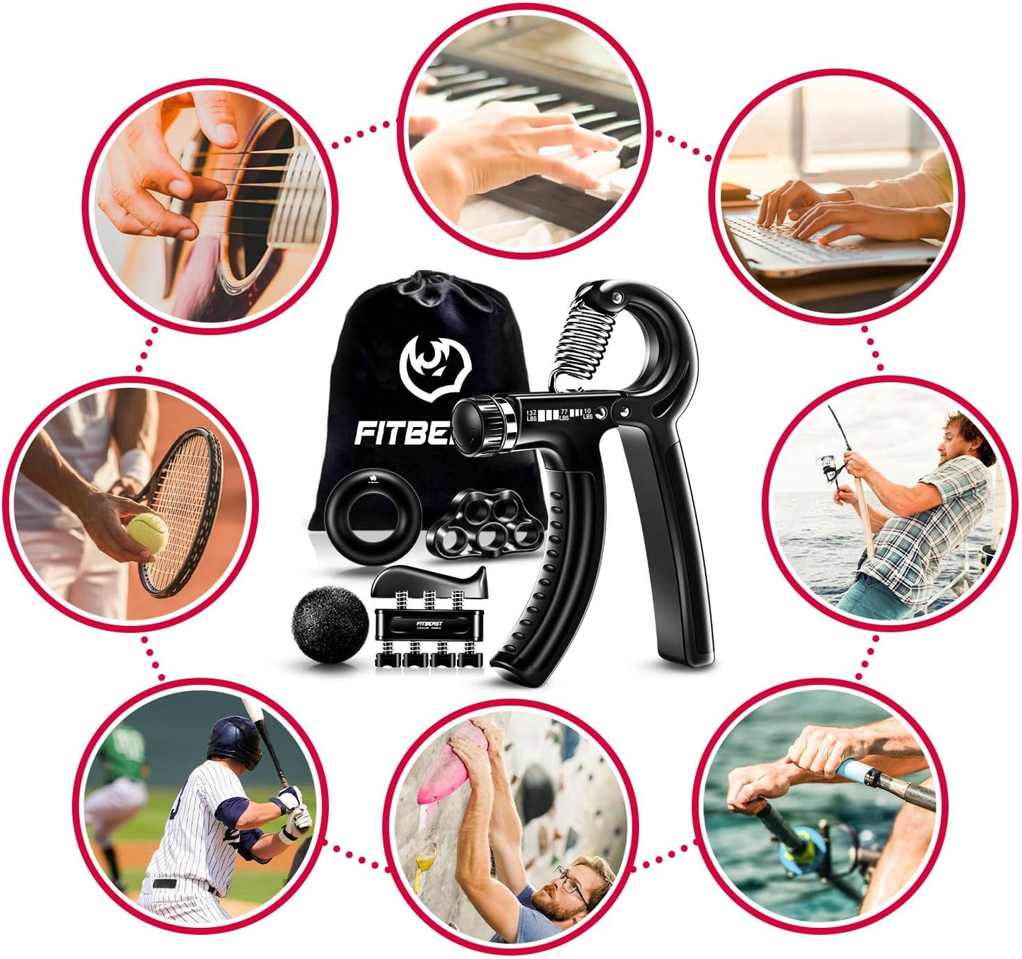 Grip & Forearm Strengthener Kit – 5-Pack with Adjustable Resistance, Hand Grips for Strength Training 💪